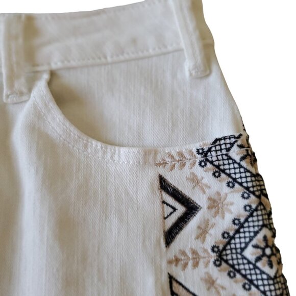 Pilcro and the Letterpress by Anthropolgie  Boho  Embroidery Cream Denim Skirt - Picture 9 of 16